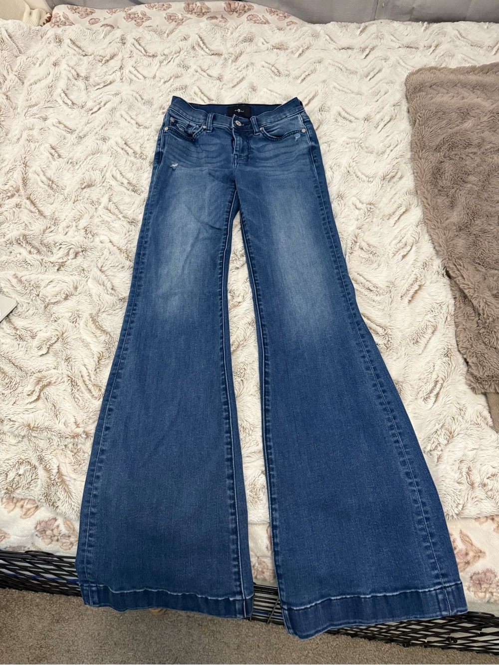 7 For All Mankind Blue Wide Leg Flare Jeans